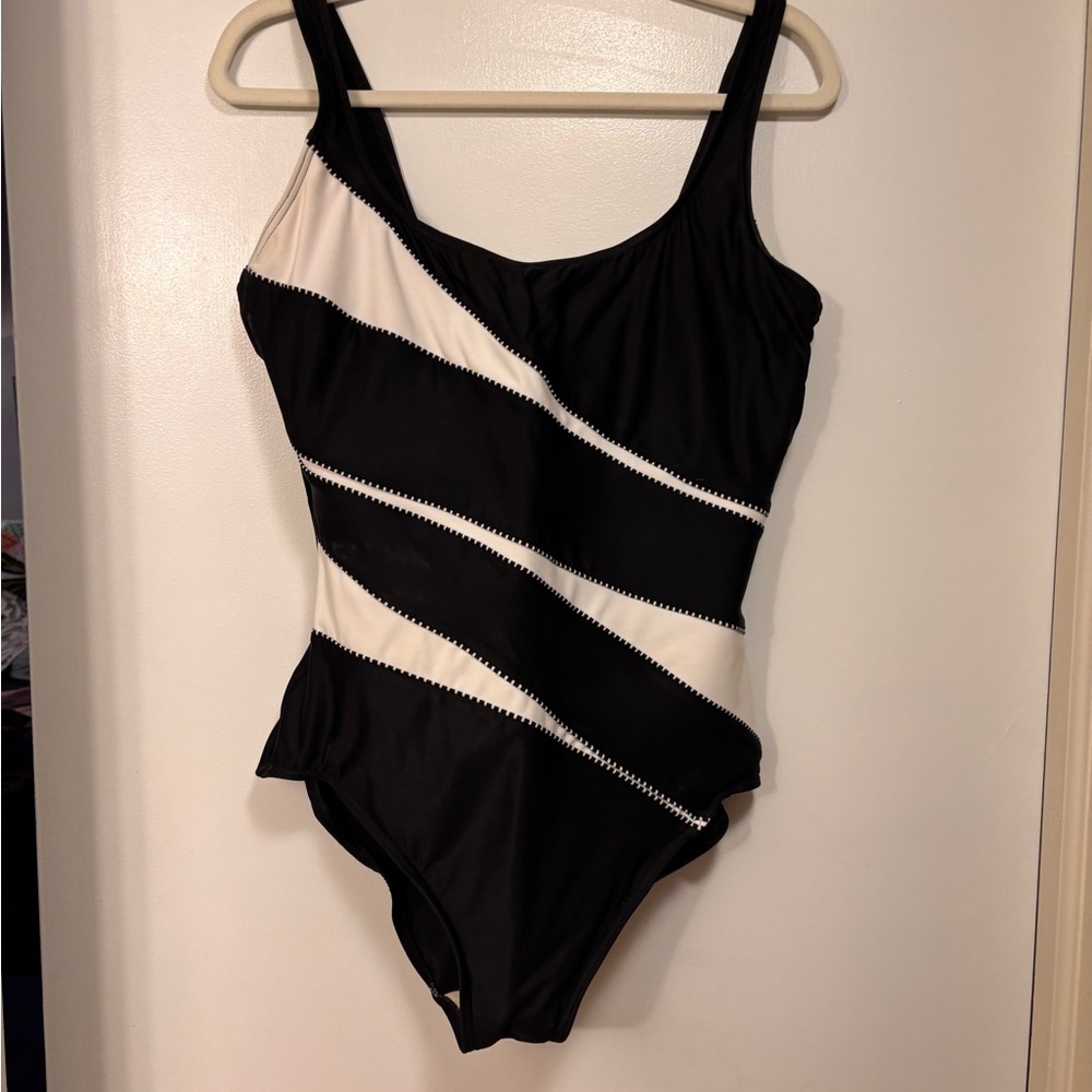 Miraclesuit Black and White Striped Kids One-Piece